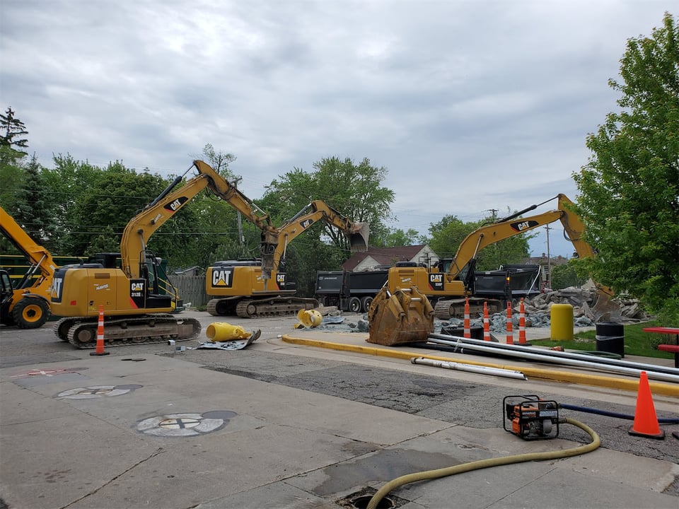 Heavy machinery working on demolition site