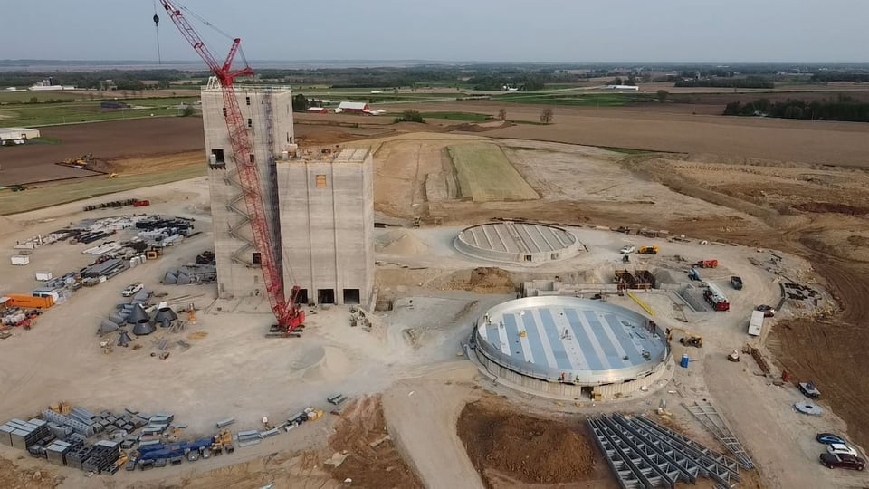 Ariel view of construction site